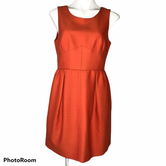 J. Crew Dresses & Skirts - J. Crew Allie Orange Wool/Silk Pleated Dress